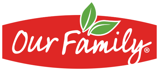 Our Family logo with green leaves
