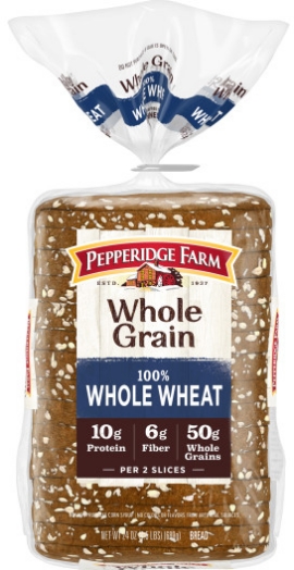 Whole grain bread loaf in transparent packaging