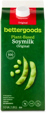 Bettergoods soymilk carton with soybeans illustrated