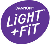 White text on purple oval background