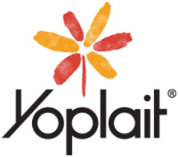 Yoplait logo with stylized orange and red flower